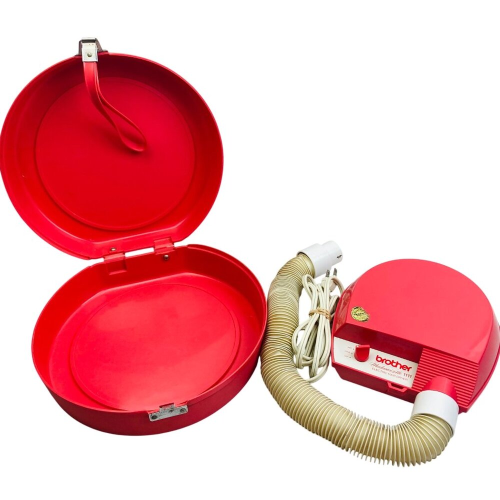 Vintage 70s Brother Mademoiselle 1111 Electric Bonnet Hair Dryer w/ Case Japan